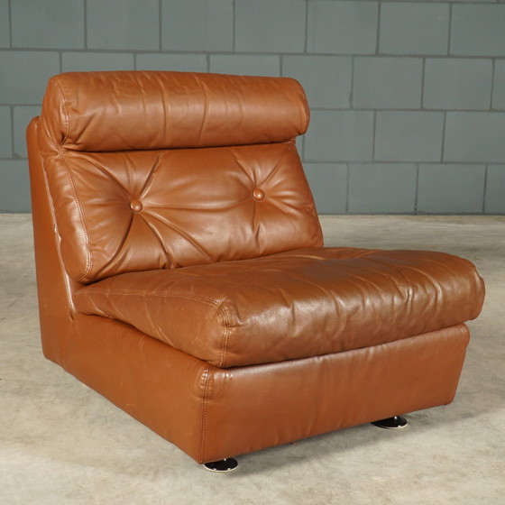 Image 1 of Set Van 4 Vintage Lederen Modulaire Fauteuils – Jaren 60