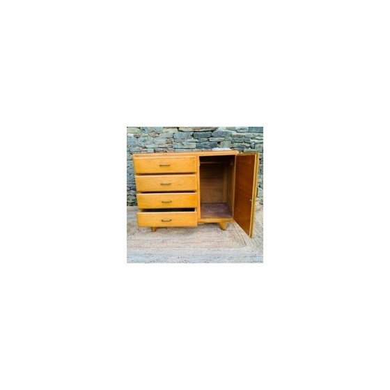 Image 1 of Vintage houten kist met 4 laden en 1 deur