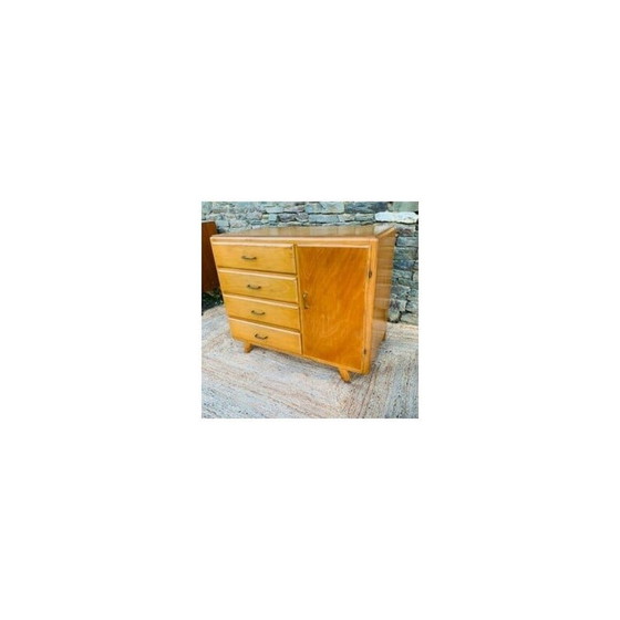 Image 1 of Vintage houten kist met 4 laden en 1 deur