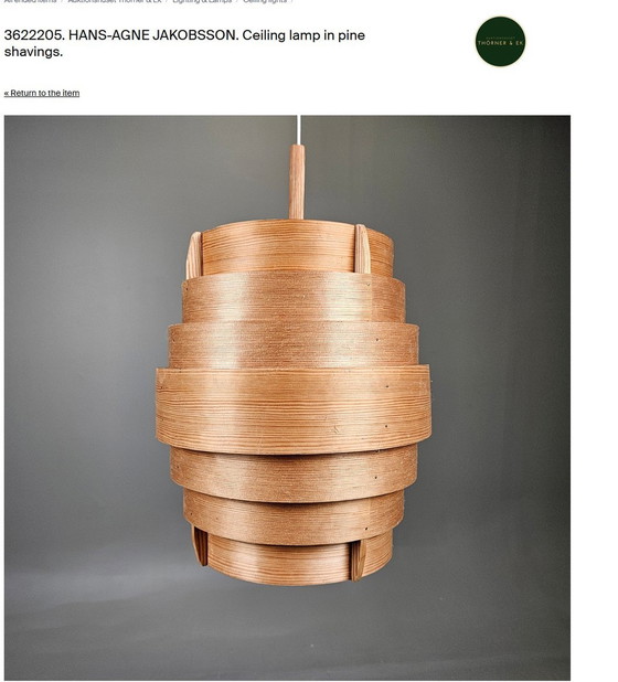 Image 1 of Houten hanglamp T388, ontworpen door Hans-Agne Jakobsson