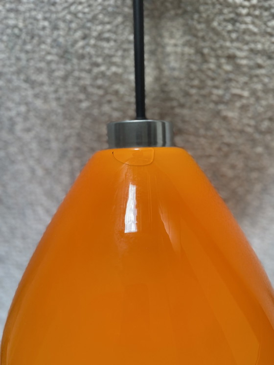 Image 1 of Retro Oranje Glazen Hanglamp