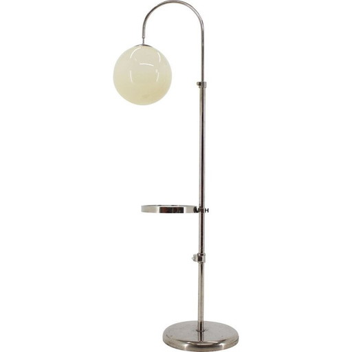 Vintage verchroomde functionalistische vloerlamp, Tsjecho-Slowakije 1930