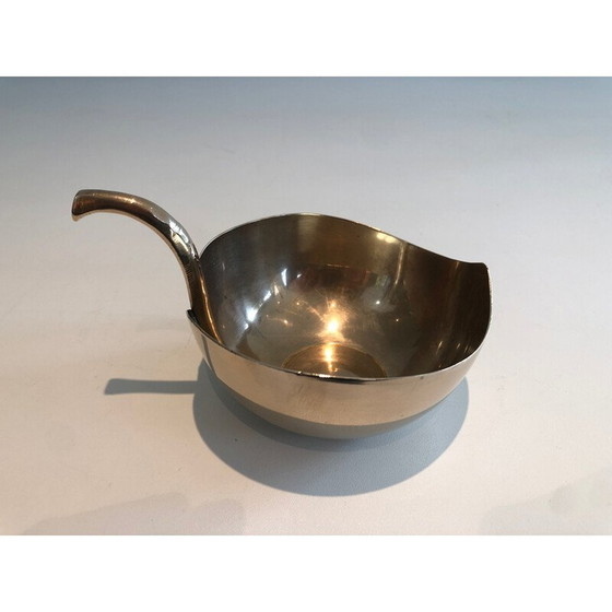 Image 1 of Vintage messing bladvormig dienblad, 1970