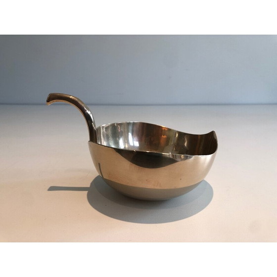 Image 1 of Vintage messing bladvormig dienblad, 1970