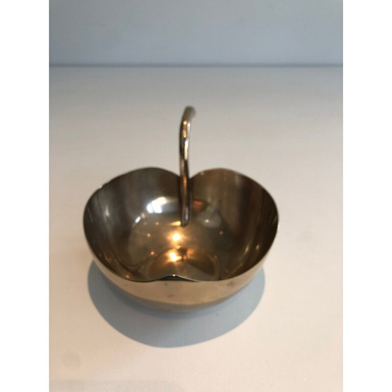 Image 1 of Vintage messing bladvormig dienblad, 1970