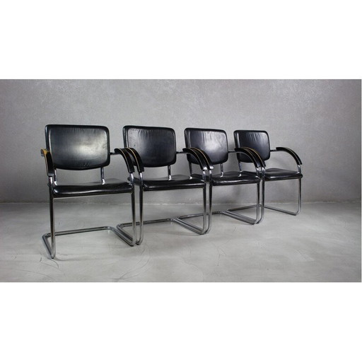 Set van 4 vintage stalen buisfauteuils