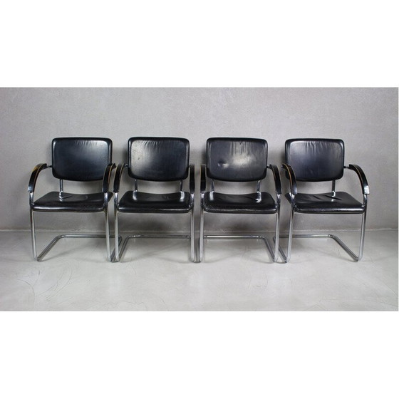 Image 1 of Set van 4 vintage stalen buisfauteuils