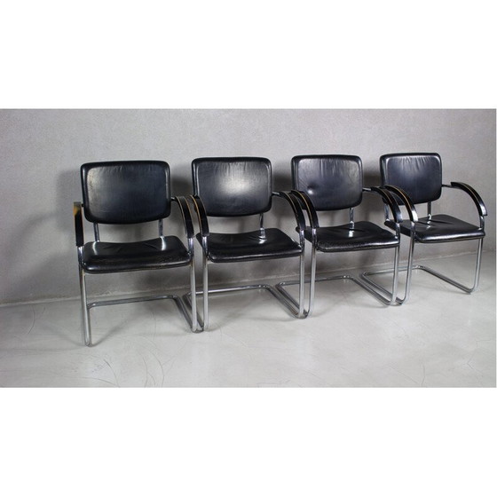 Image 1 of Set van 4 vintage stalen buisfauteuils
