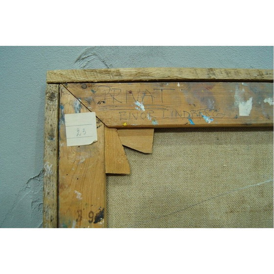 Image 1 of Vintage abstract olieverfschilderij door E. Lindberg, Zweden 1974
