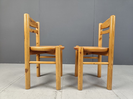 Image 1 of Set van 6 Scandinavische eetkamerstoelen grenenhout, 1980S