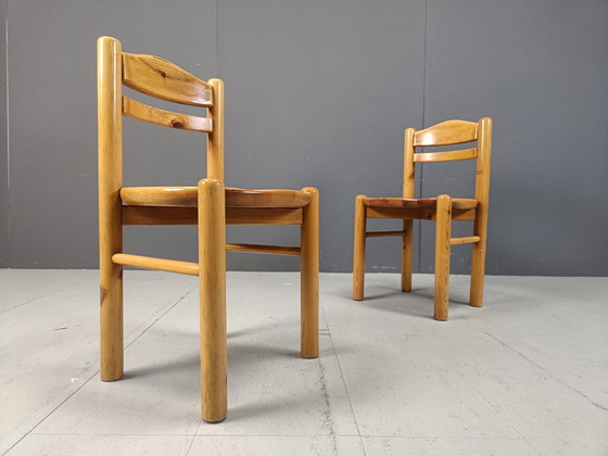 Image 1 of Set van 6 Scandinavische eetkamerstoelen grenenhout, 1980S