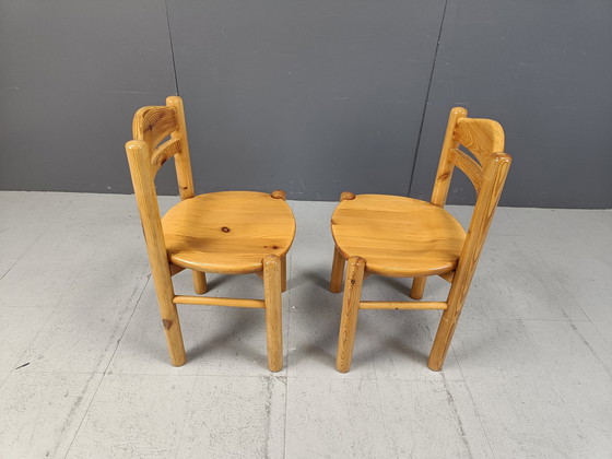 Image 1 of Set van 6 Scandinavische eetkamerstoelen grenenhout, 1980S