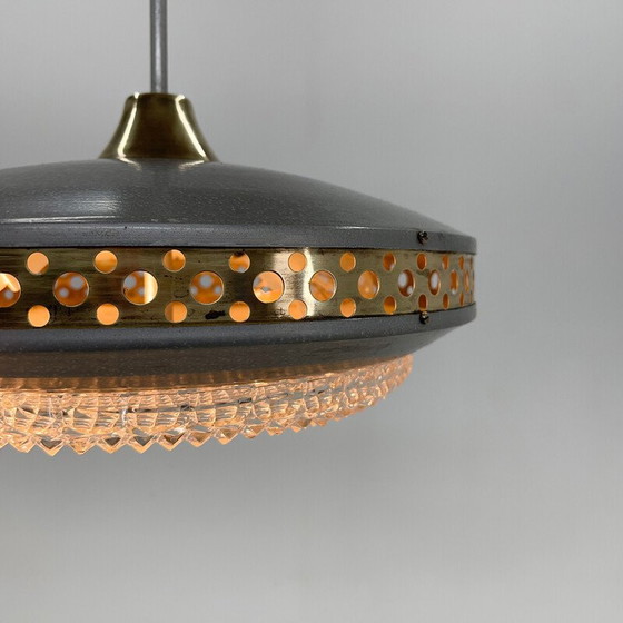 Image 1 of Vintage space age metalen en messing hanglamp van L'Udib Bratislava, Tsjecho-Slowakije 1960