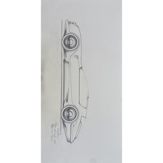 Image 1 of Vintage tekening "terug naar nooit" van André Ferrand voor Cadillac