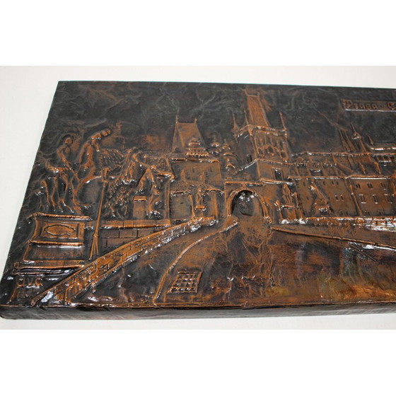 Image 1 of Vintage wandsculptuur van verkoperd metaal, Tsjecho-Slowakije 1972