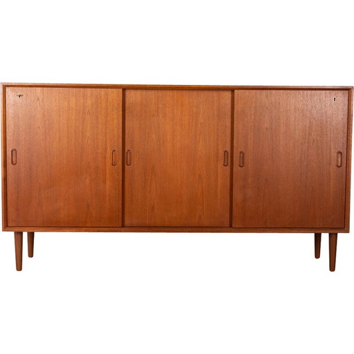 Vintage teakhouten dressoir met drie schuifdeuren, 1970