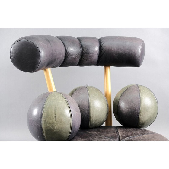Image 1 of Vintage lederen en houten fauteuil van Peter Opsvik voor Stokke, Noorwegen