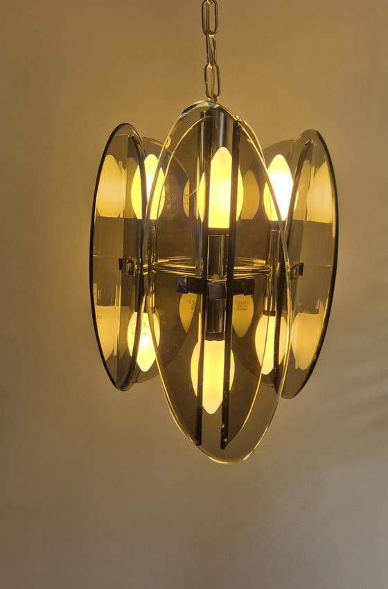 Image 1 of Veca Hanglamp / Rookglas / Jaren 70