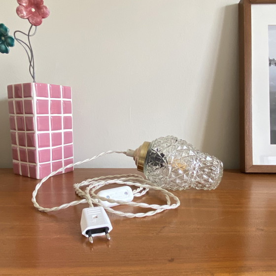 Image 1 of Antieke Gouden Glazen Bol Hanglamp Gerenoveerd Messing Hangende Klauw