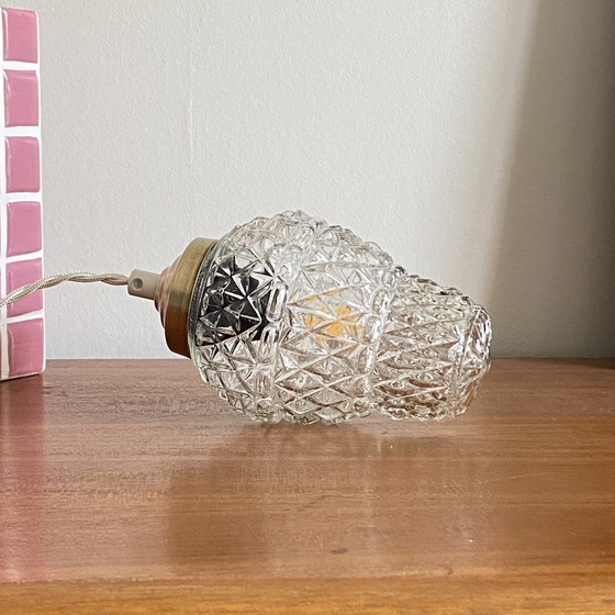 Image 1 of Antieke Gouden Glazen Bol Hanglamp Gerenoveerd Messing Hangende Klauw