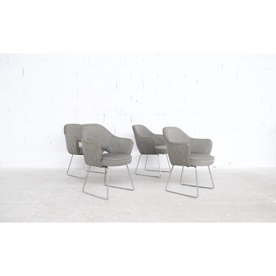 Image 1 of Set van 4 vintage stoelen van staal, schuim en stof van Eero Saarinen voor Knoll International, jaren 1960