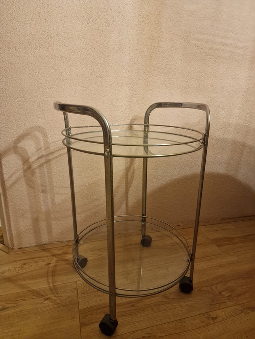 Vintage Bijzettafel Serveerwagen Trolley