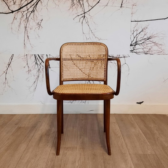 Image 1 of Set van 4 bruine No. 811 of Praagse stoelen van Ligna, 1970S