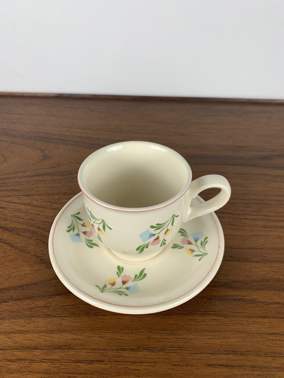 Image 1 of Set van 6 vintage kopjes + schotels, bloemenpatroon, Duitsland