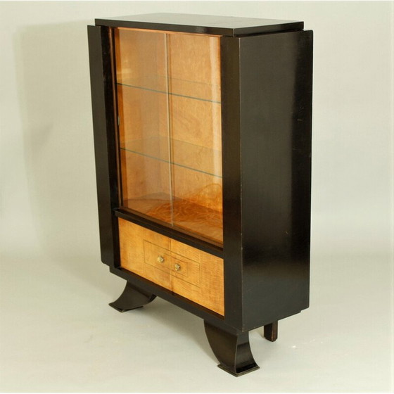 Image 1 of Vintage Art Deco kast in mahonie fineer en glas, 1920