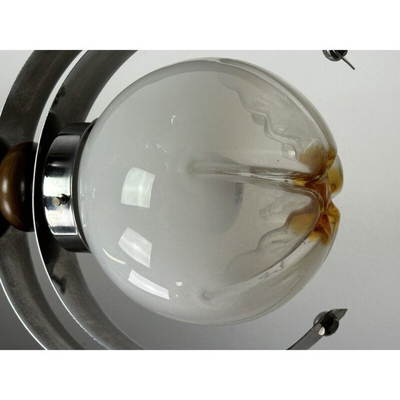 Image 1 of Vintage kroonluchter van Murano glas en hout voor Mazzega, Italië 1970