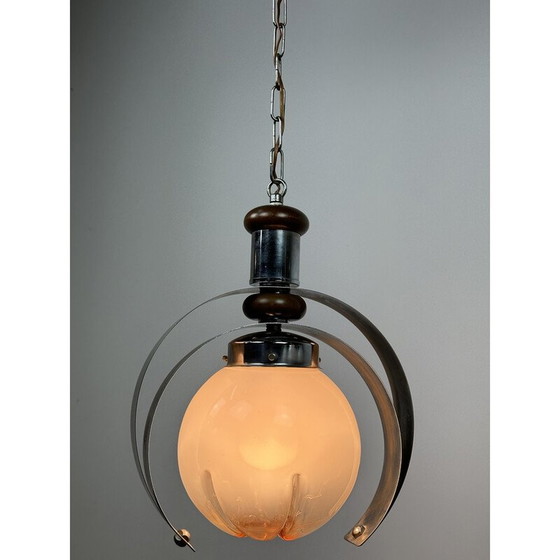 Image 1 of Vintage kroonluchter van Murano glas en hout voor Mazzega, Italië 1970