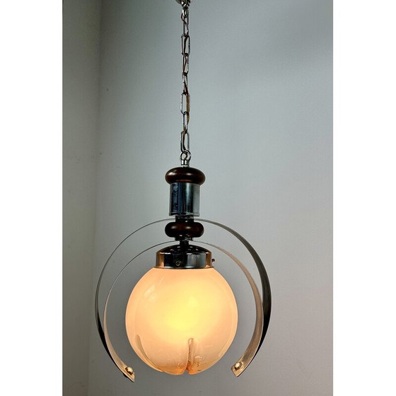 Image 1 of Vintage kroonluchter van Murano glas en hout voor Mazzega, Italië 1970