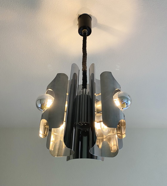 Image 1 of Vintage verchroomde hanglamp 70’s