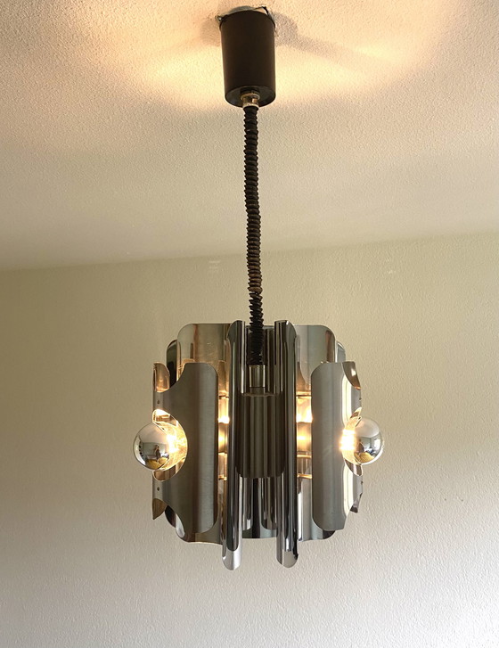 Image 1 of Vintage verchroomde hanglamp 70’s