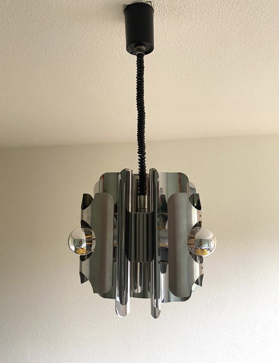 Image 1 of Vintage verchroomde hanglamp 70’s