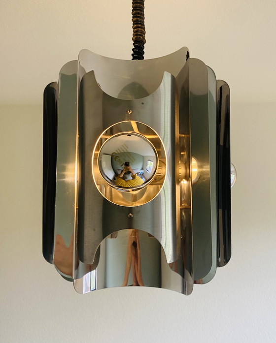 Image 1 of Vintage verchroomde hanglamp 70’s