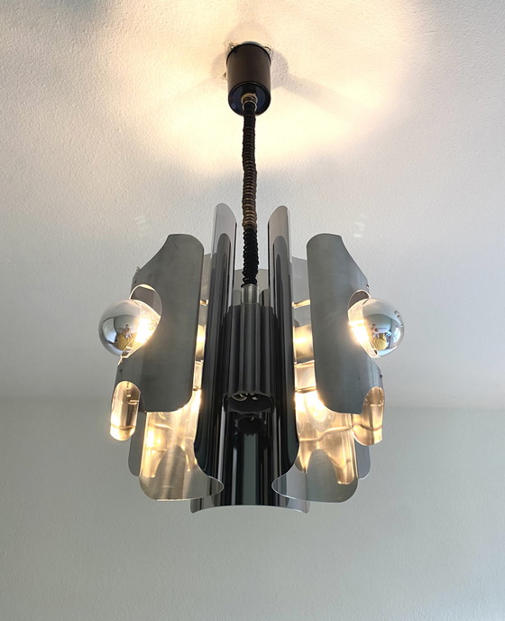 Image 1 of Vintage verchroomde hanglamp 70’s