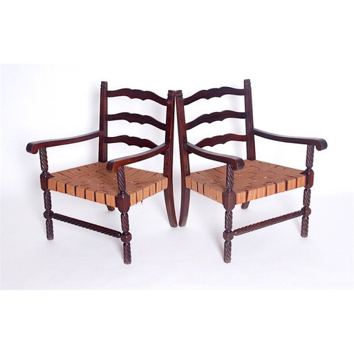 Set van 2 vintage stoelen in hout 1950