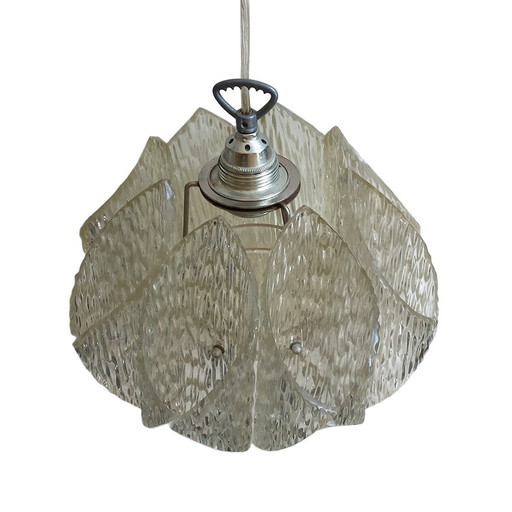 Ijs glazen acryl hanglamp, 1970