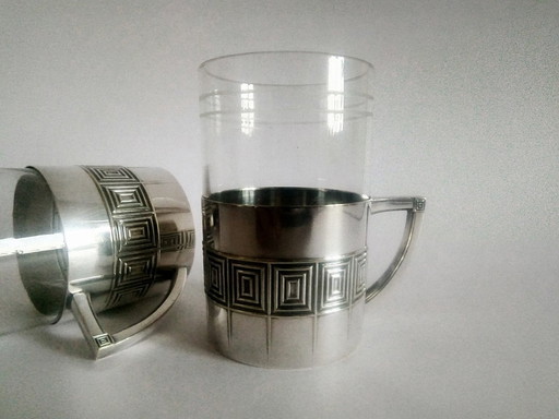 Wmf Ox Art Nouveau/Art Deco Glaspaar 1905, zeer zeldzaam