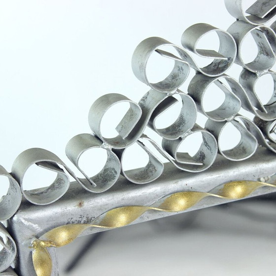 Image 1 of Vintage spiegel in handgemaakte metalen lijst, Tsjecho-Slowakije 1950