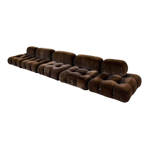 Vintage bruin Alpaca fluwelen Camaleonda woonkamer set door Mario Bellini voor C&B Italia, 1972