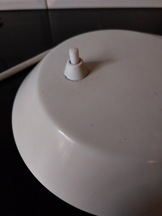 Image 1 of 1 X Set Van 2 Czechische Wit Met Roodkoperen Tafellampen 1960'S 