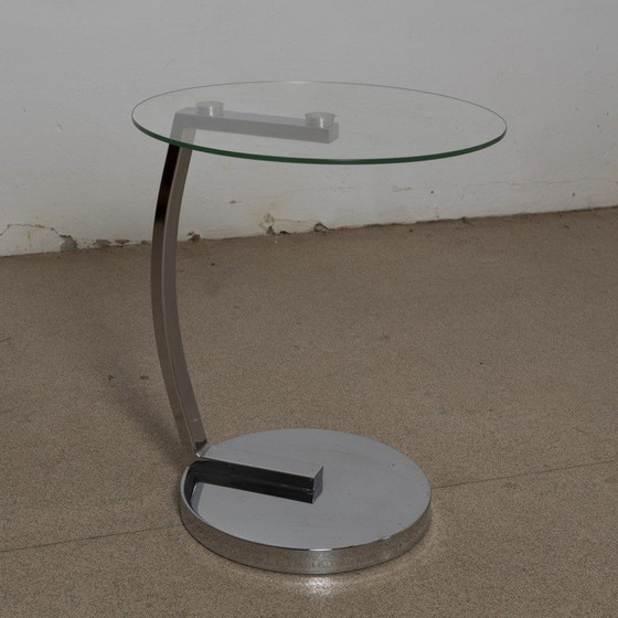 Image 1 of Vintage bijzettafel van chroom en glas
