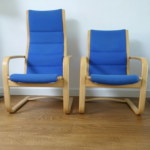 2x Yngve Eckstrom Lamello Lounge Chairs 1980’s