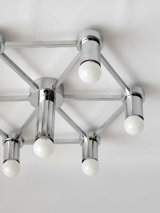 Image 1 of Verchroomde metalen plafondlamp