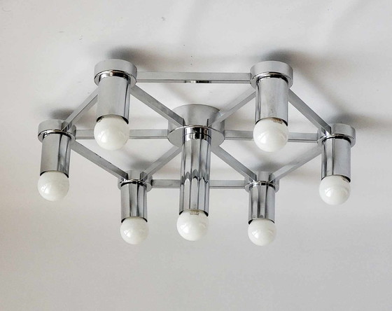 Image 1 of Verchroomde metalen plafondlamp