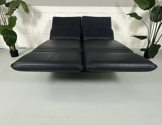 Image 1 of Rolf Benz Mera 386 Sofa Leder Blauw Tentoonstellingsstuk