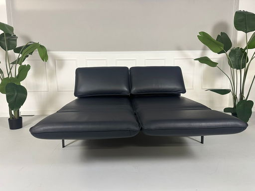 Rolf Benz Mera 386 Sofa Leder Blauw Tentoonstellingsstuk