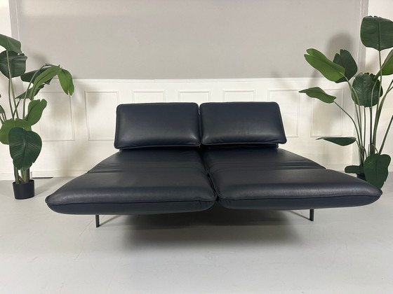 Image 1 of Rolf Benz Mera 386 Sofa Leder Blauw Tentoonstellingsstuk